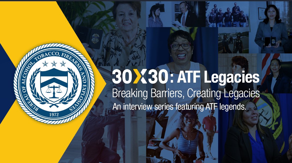 ATF_Newark's tweet photo. On Feb. 7, 2023, ATF Director Steve Dettelbach signed the @30x30initiative. To highlight this commitment, we sat down with former ATF agents who paved the way for the women we hope to welcome to the field. Watch here https://t.co/u9faPwE6UQ. #SheIsATF https://t.co/6peSU8LIBD