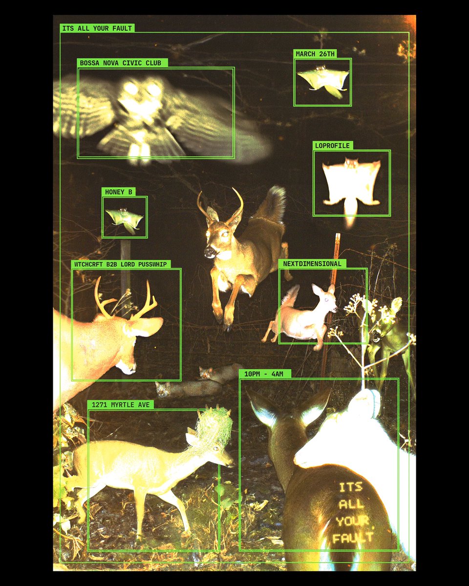 jeanpiconsuegra's tweet photo. You’ve heard of trail cams, you’ve heard of rave fliers, but have you ever heard of the combination trail came rave flier?! New poster for my lovely friend @WTCHCRFT666 and his upcoming party at Bossa Nova https://t.co/rYj6bM4yx8