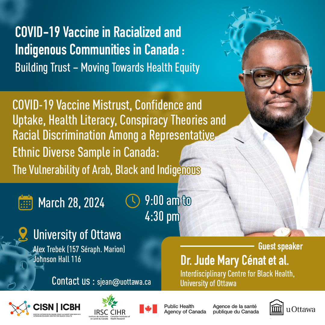 Exited for an enlightening discussion at @uO_Black Health #CovidVaccine. Come and join us for a captivating talk by @DrJMCenat ➡️Registration is still opened here: eventbrite.ca/e/vaccine-in-r…