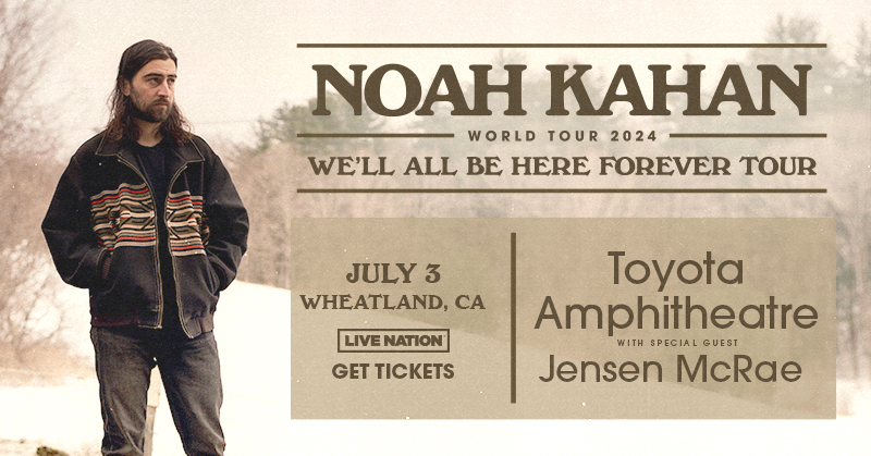 ✨ JUST ANNOUNCED: Singer-songwriter Jensen McCrae joins Noah Kahan on the We'll All Be Here Forever Tour! ✨ Catch them both at Toyota Amphitheatre on July 3. 👇 Tickets availble at the link below 🔗 livemu.sc/49Z7ACU