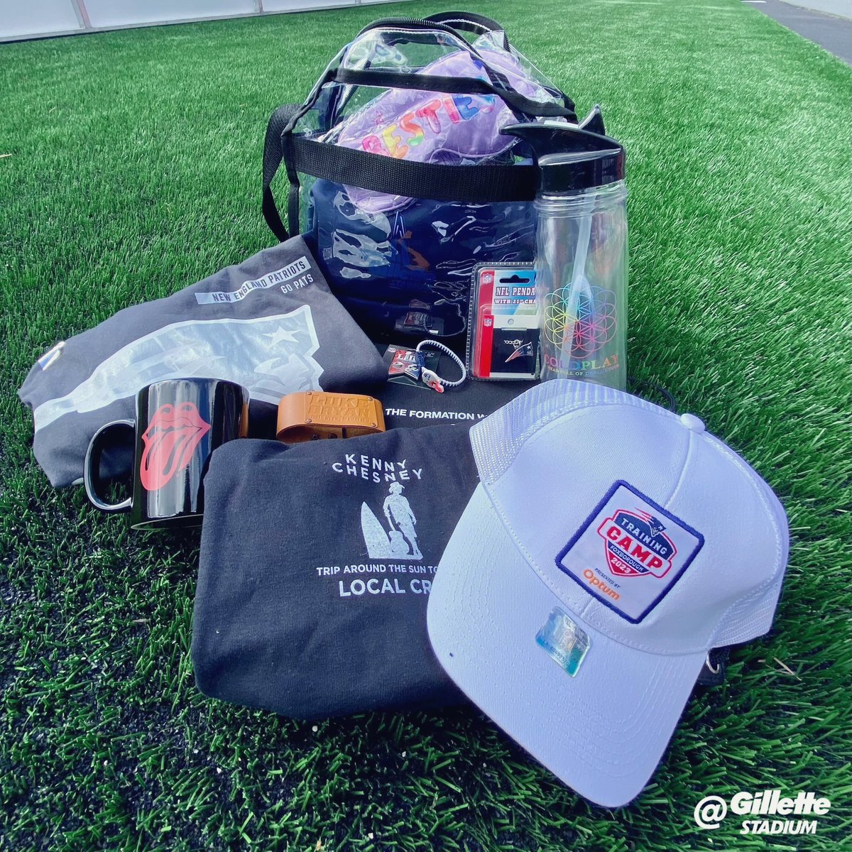 Social squad spring cleaning continues! RT and follow us for your chance to win: - Coldplay water bottle - Patriots tshirt - Karol G swag - Rolling Stones mug - Concert cups - Patriots bracelet - Throwback #PatsCamp hat - and more!