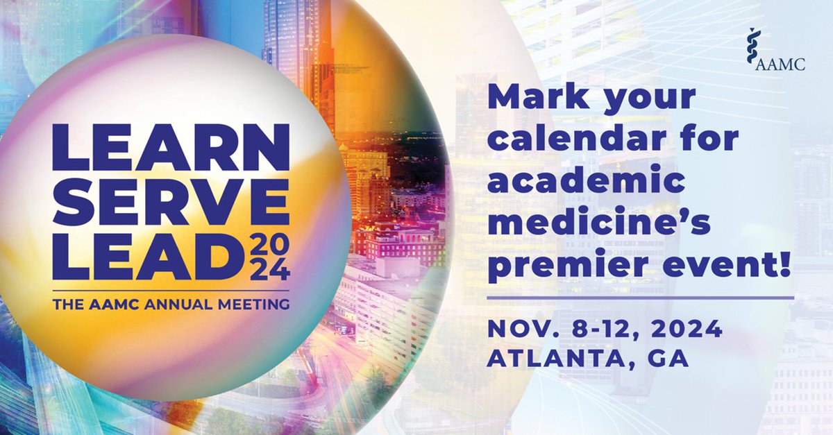 This November will offer another opportunity to attend academic medicine’s premier Annual Meeting — plan to join us for #AAMC24 in Atlanta! Don't miss out on upcoming Learn Serve Lead 2024 announcements - sign up to be notified when registration opens: ow.ly/tCX850QRtRt.