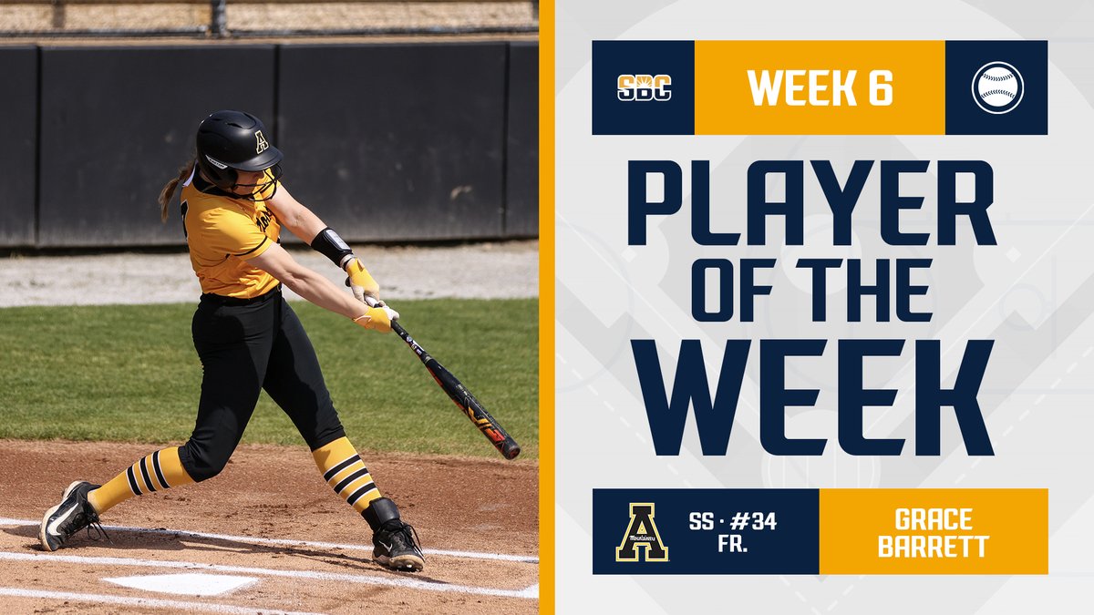 𝗕𝗔𝗥𝗥𝗘𝗧𝗧’𝗦 𝗕𝗜𝗚 𝗪𝗘𝗘𝗞.

Grace Barrett played a huge role in <a href="/AppStateSB/">App State Softball</a>’s unbeaten week as she tallied 13 hits in 23 at-bats, three homers and 13 RBI.  #SunBeltSB☀️🥎

📰 » sunbelt.me/3TIfJGc