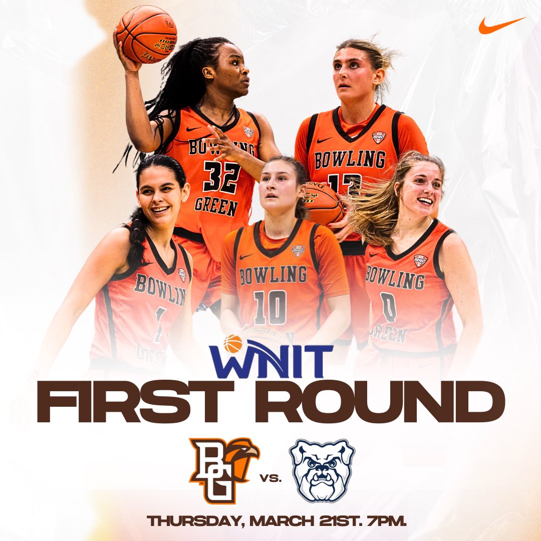BGSUWBB's tweet photo. 🚌 We’re headed to Indianapolis! First round of the WNIT this Thursday‼️

🆚 Butler
🕛 7pm ET 
🗓️ Thursday, March 21st 
🏟️ Hinkle Fieldhouse https://t.co/4HuM7NohBG