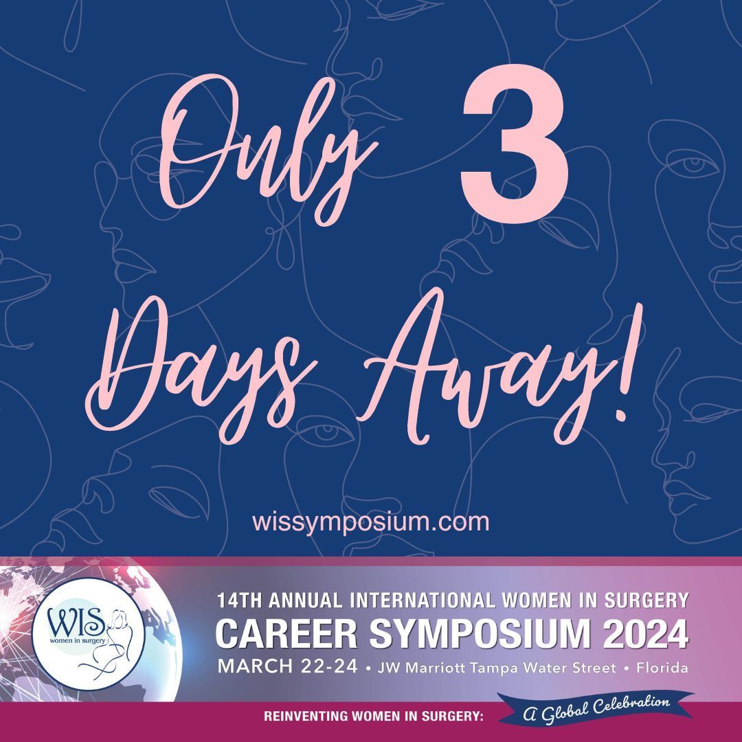 The 14th Annual Women In Surgery Career Symposium is almost here! We can't wait to interact with and learn from women who are thought leaders in surgery and pioneers in advancing #womeninsurgery, see you all there! @RossSharona #WIS2024 #womeninmedicine #wis #womensurgeons