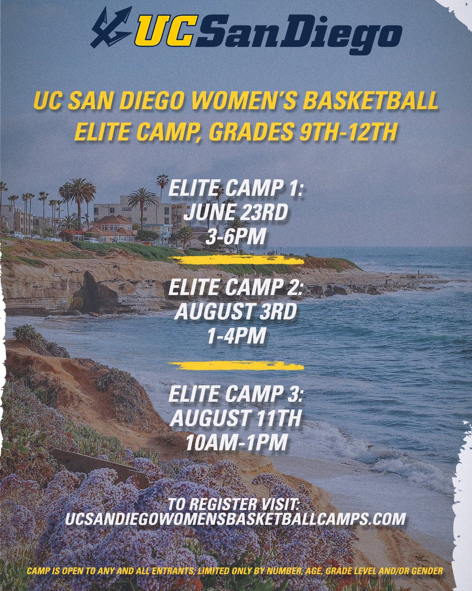 UCSDwbb's tweet photo. Registration for Elite camp is officially open!! ☀️🏀 🔱

#GoTritons https://t.co/qwnF5ZwQTw