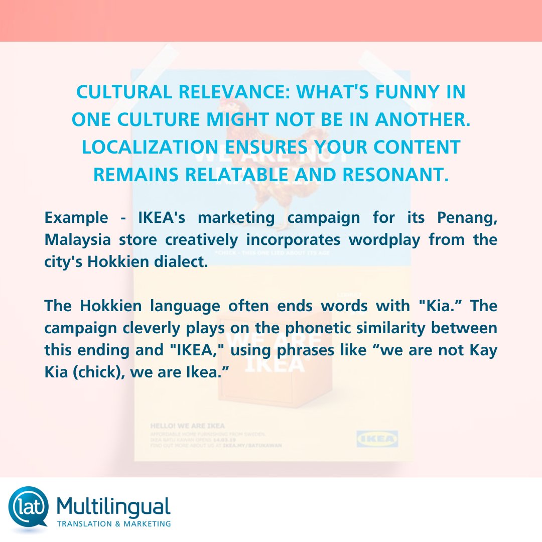 LATMultilingual's tweet photo. Adapting #content to another language is a great way to engage with various audiences. Understanding your customers' cultural preferences is key to crafting winning #marketing campaigns.

Ready to connect on a deeper level with your consumers? Let's talk.

#LATMultilingual https://t.co/slU3cfxKA8
