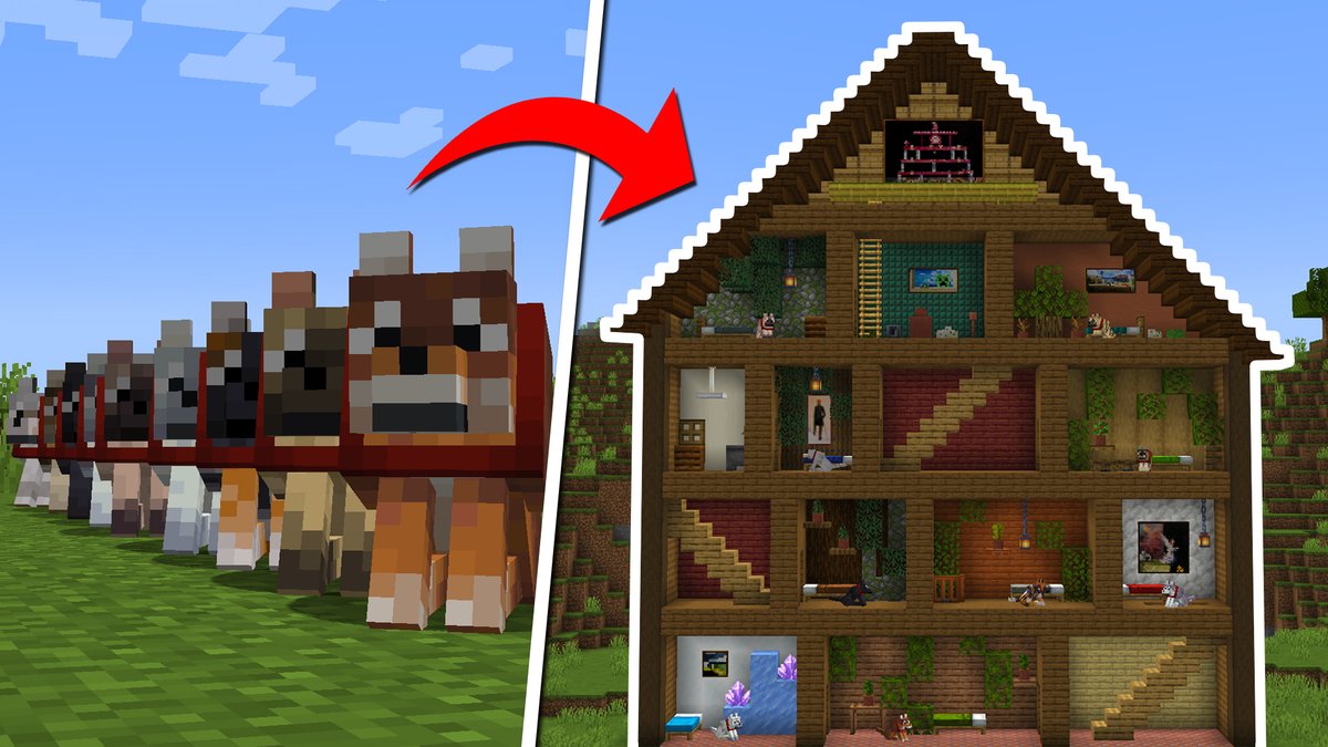 I built a dog house for the new wolf variants in Minecraft 1.21! Watch it  here: https://t.co/k3wiHV87kb, image size:1200x675
