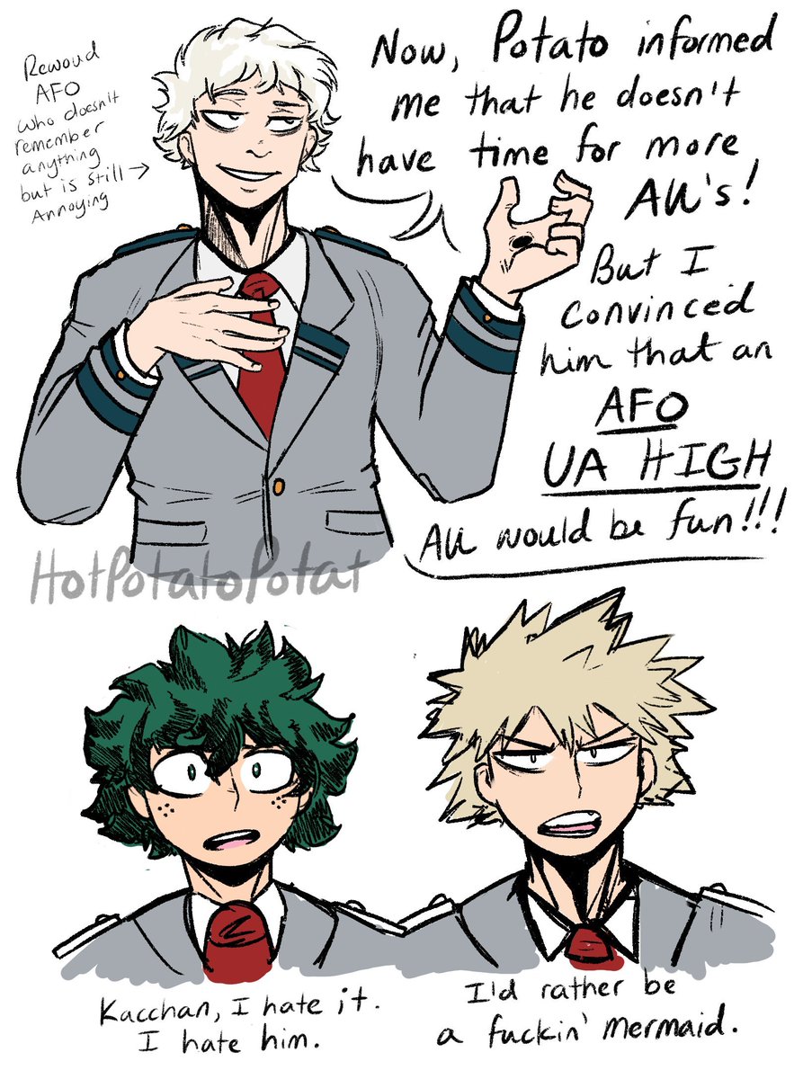 All parts of the "Young AFO UA AU" where twink AFO goes to UA -- I miss this weirdo so much for no reason but I'm sure Deku and Bakugou don't

(1/🧵)
