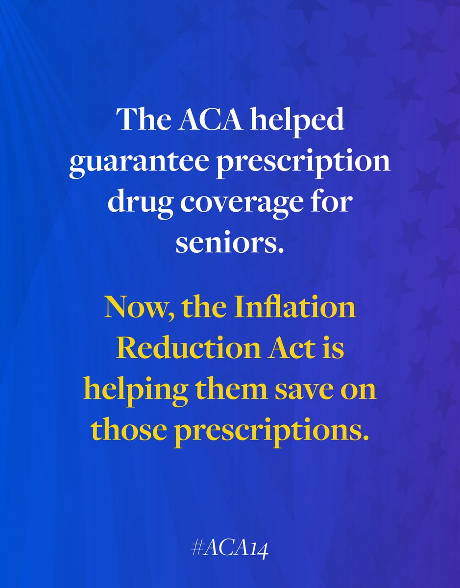 The ACA helped guarantee prescription drug coverage for seniors. Now, the Inflation Reduction Act is helping them save on those prescriptions. #ACA14