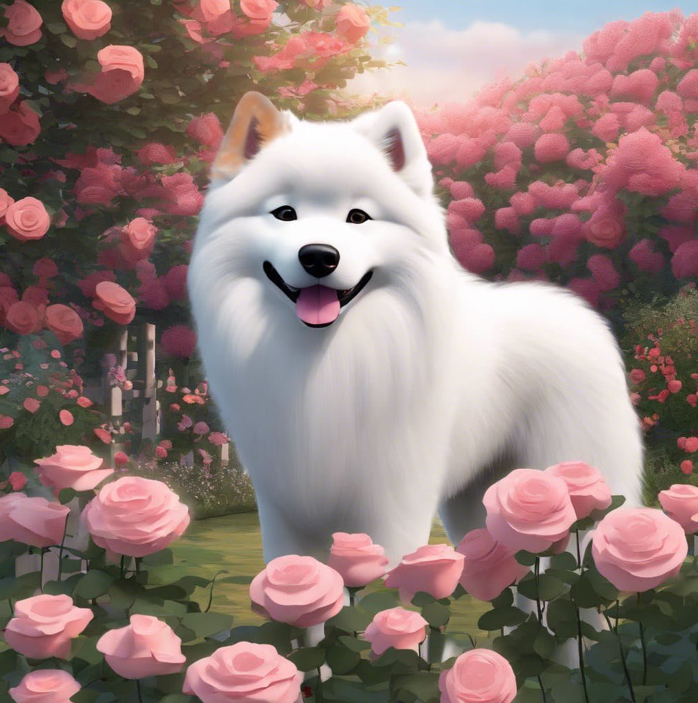 LumiTheSam's tweet photo. $LUMI The Sam says.. happy 1st day of spring! Don’t foget 2 stahp and smell da roses! #spring #samoyed #CryptoCommunity #Solana #lumithesam #cryptocurrencies https://t.co/ImtXbHbsUW