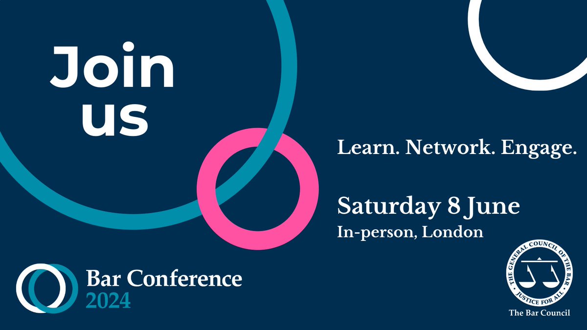 Our ticket prices offer great value for money to ensure Conference is an event for the whole Bar.
 
Discounts are available for barristers
✅In income band 1
✅Based on circuit
✅Bar Representation Fee subscribers
 
Book your ticket today: barcouncil.org.uk/training-event…

#BarConf24