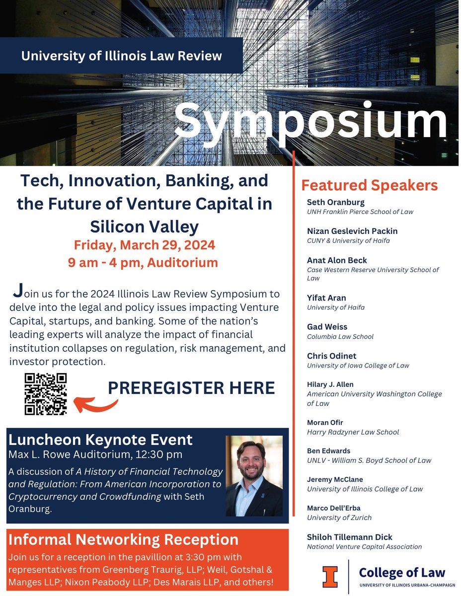 Save the date for this year’s law review symposium on Tech, Innovation, Banking, and the Future of Venture Capital in Silicon Valley on March 29th. 

The link to register can be found in our bio. We will see you there!
