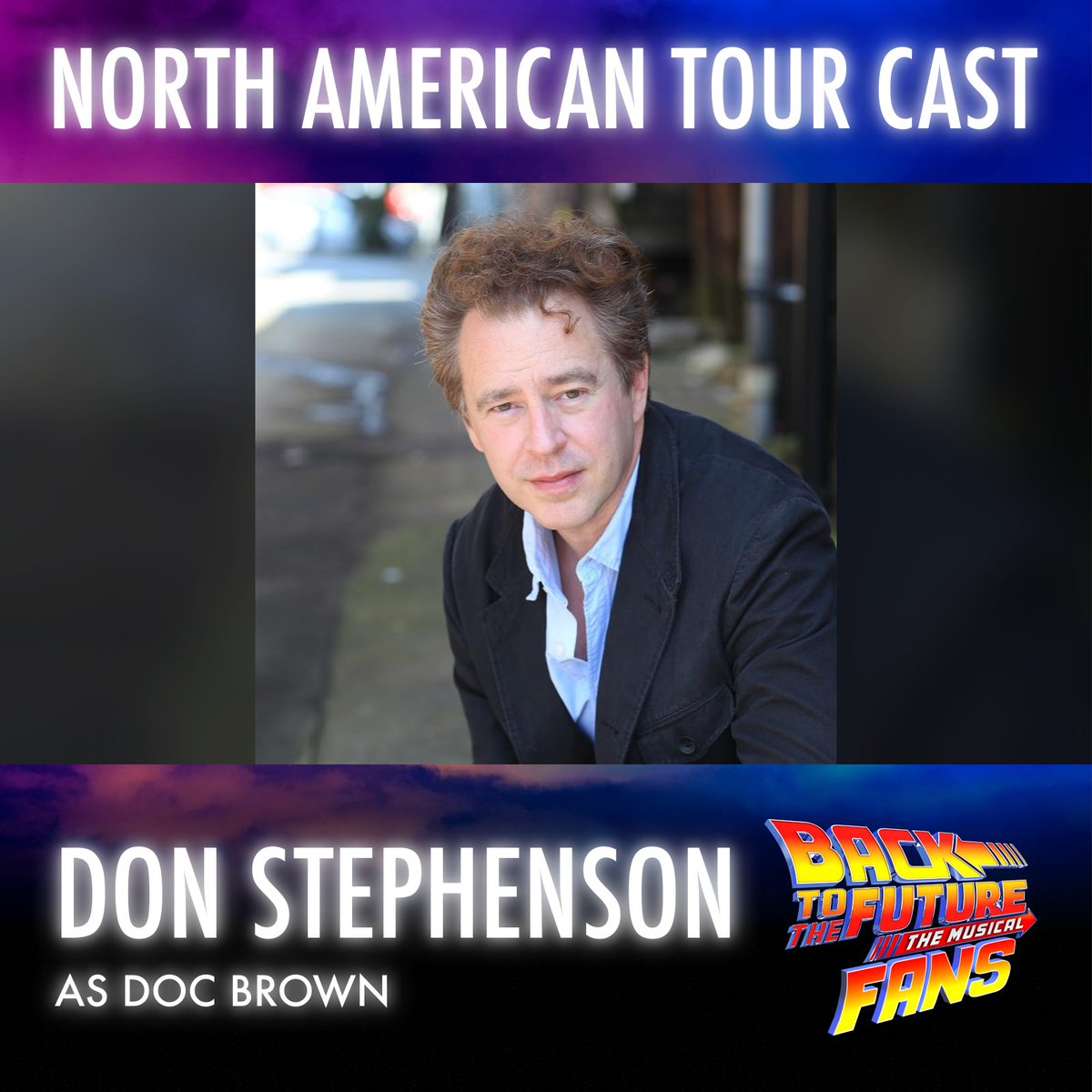 bttfbwayfans's tweet image. The Chamber of Commerce welcomes Don Stevenson to Hill Valley! 💐

Introducing Don Stevenson as #DocBrown for the @BTTFBway North American Tour Cast ⚡️

🎟 Dates, venues and tickets at backtothefuturemusical.com/northamerica

#bttfbway #bttfbroadway #backtothefuturebroadway #broadway #tour