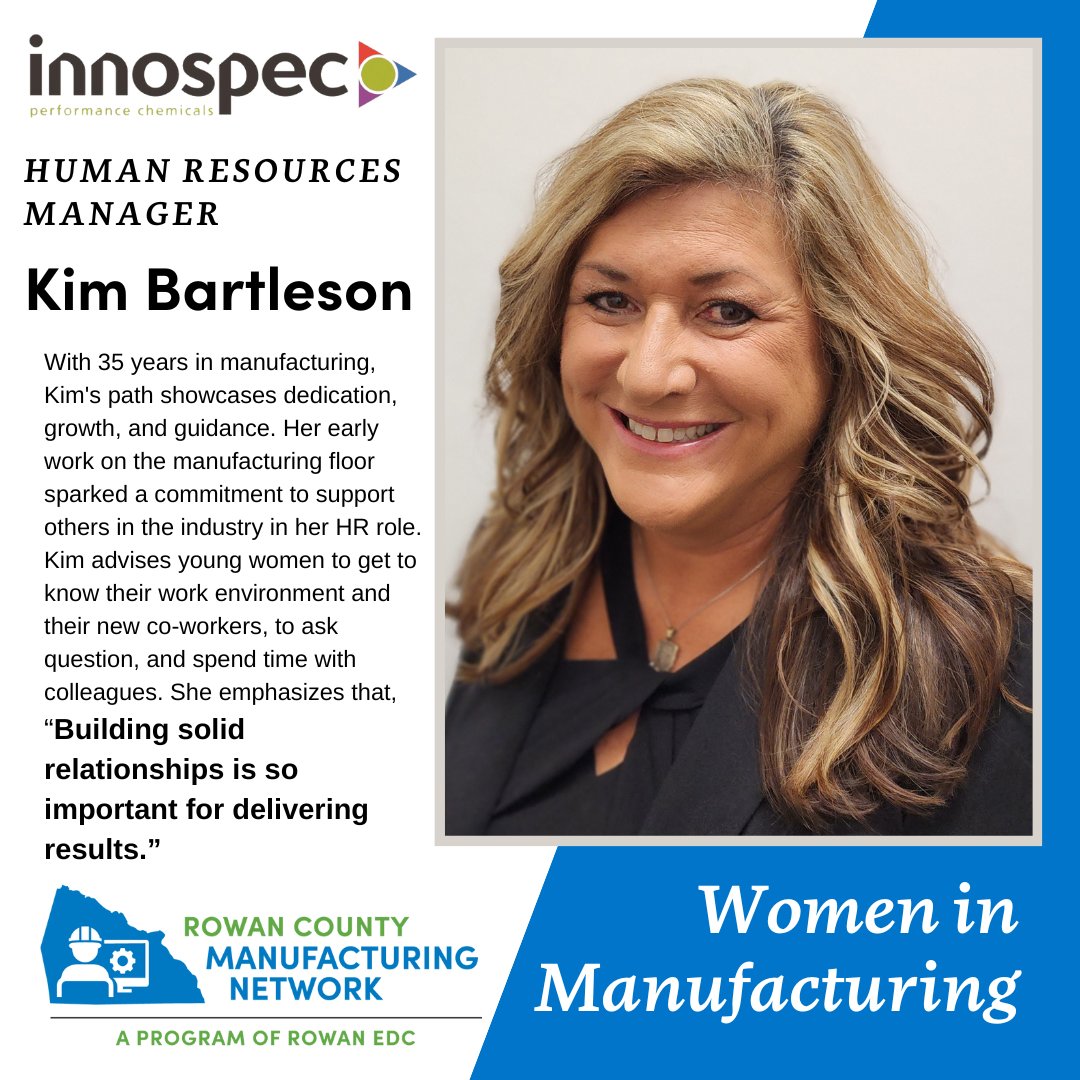 Spotlight on Kim Bartleson for #WomenInManufacturing 🏭 From the manufacturing floor to HR Manager at Innospec Performance Chemicals, her 35-year journey inspires. Learn more about her path & advice for aspiring women in the industry: hubs.ly/Q02p_pgg0. #WomensHistoryMonth