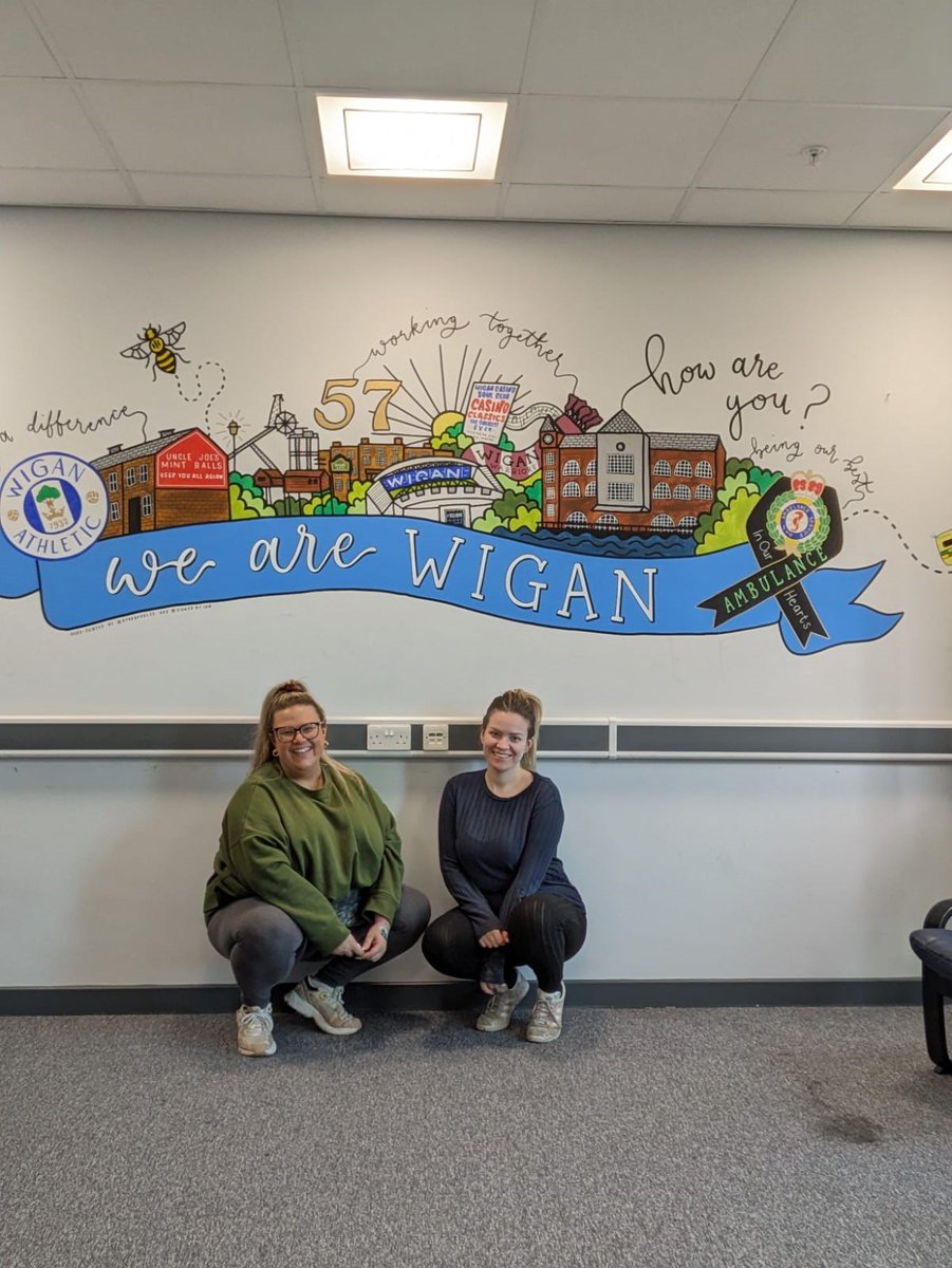 We're delighted to commission some personalised murals, by the brilliant @signedbyjen to brighten up some of our sites, and hopefully make our brilliant frontline colleagues feel a bit more at home when they turn up to work every day! How many #Wigan landmarks can you spot?