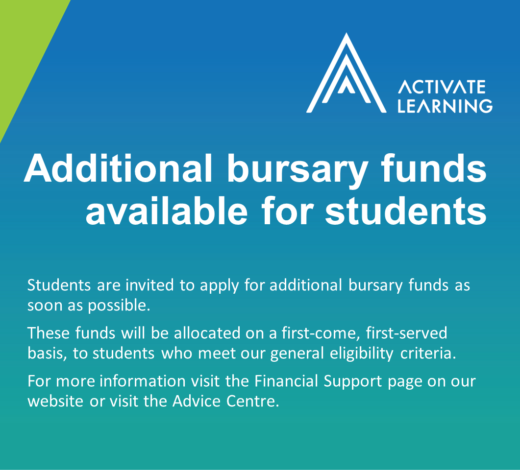 Additional bursary funds have become available to students. To learn more about eligibility and to apply, please visit the Advice Centre on campus or the Financial support and bursaries webpage for more information: bit.ly/43kMGM5