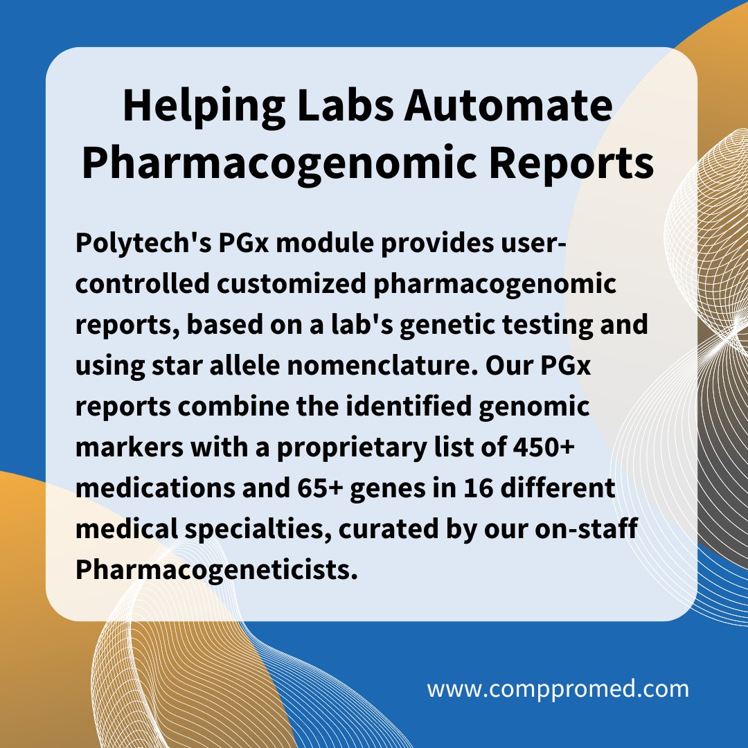 CompProMed's tweet image. Helping Labs Automate Pharmacogenomic Reports
mailchi.mp/comppromed/pha…
#clinicallabdirector #labdirector #labmanager #laboratoryinformationsystem #pgx #labinformatics #LIMS #CAP #CLIA #cytology #toxicology #pathology #pharmacogenic #RCM #EHR #Interoperability