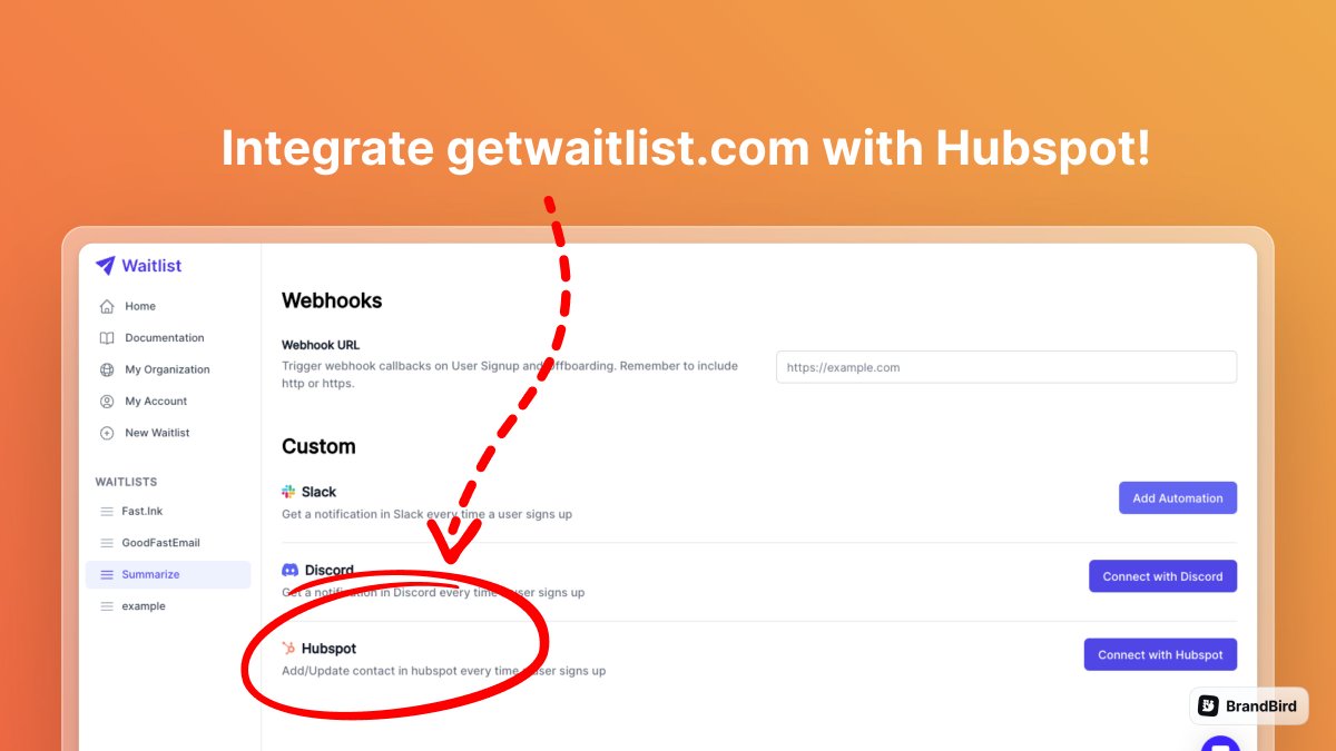 New update! You can now integrate <a href="/getwaitlist/">Waitlist</a> with <a href="/HubSpot/">HubSpot</a> 🚀