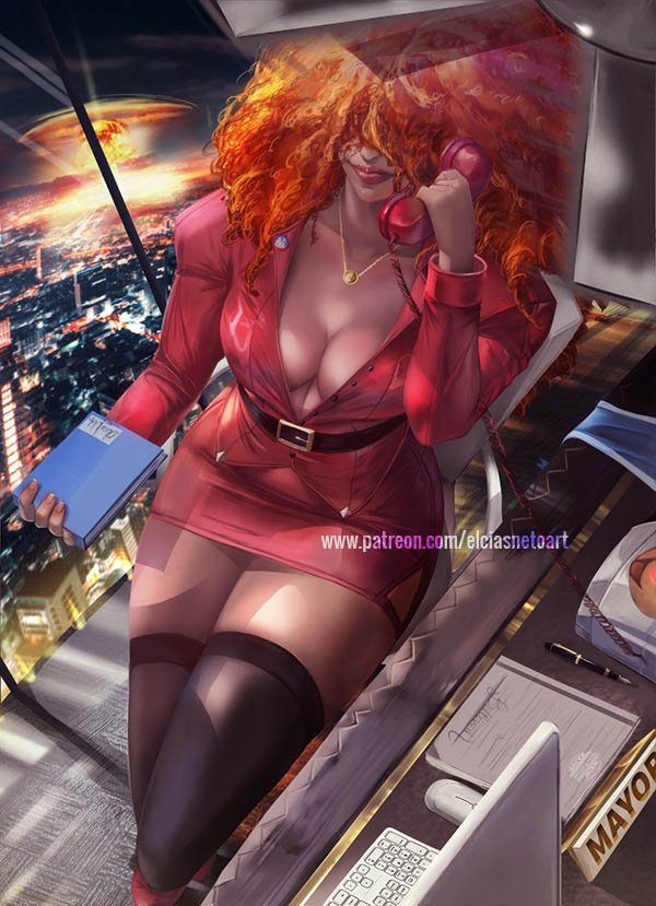 After the Ex-Mayor has died Miss Bellum become a New Mayor by Townsville just between us she command the city before take chair. She never lose it and Townsville has a great successful economy and safety.
#missbellum #powerpuffgirls #womansexy #power #hairlove #redhead #red
