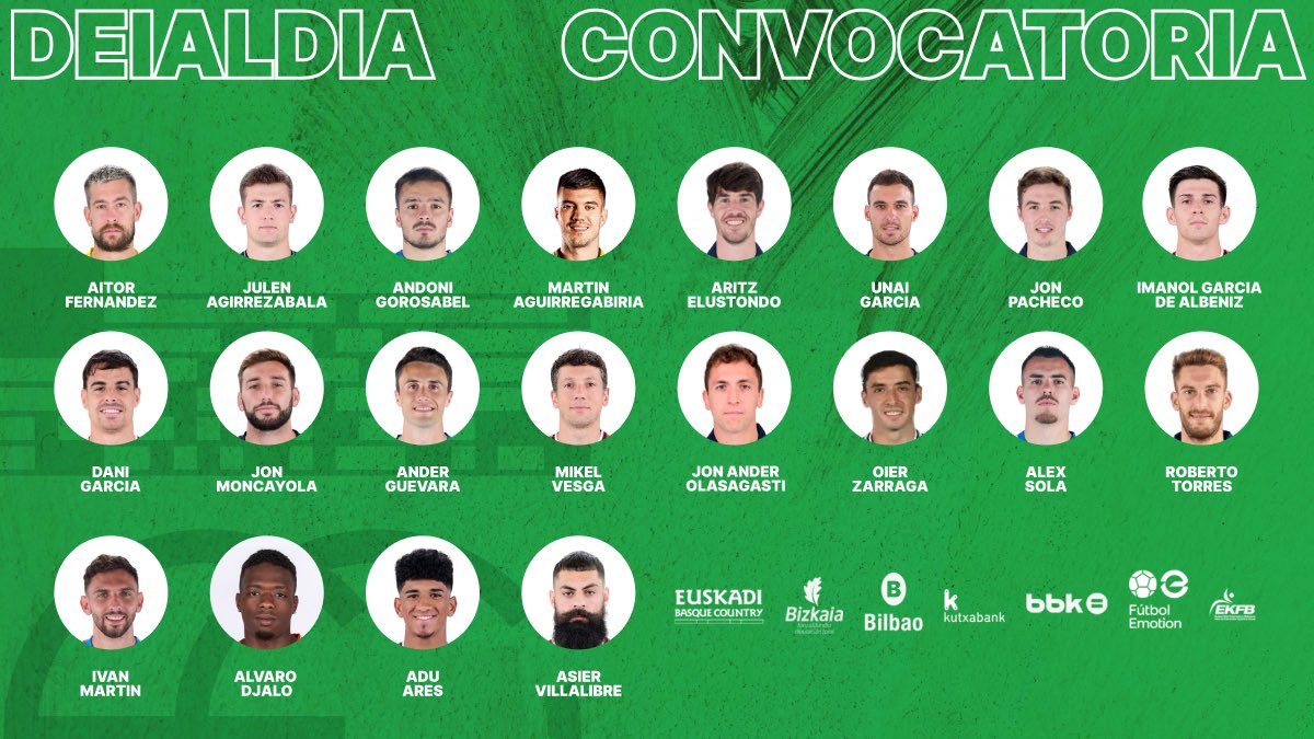 👥#EuskalSelekzioa-ren 𝗱𝗲𝗶𝗮𝗹𝗱𝗶𝗮.

Ya conocemos los jugadores citados por Jagoba Arrasate ❤️💚🤍

💪23an denok San Mamesera!!

🎟️SARRERAK-ENTRADAS: tickets.stagefrontprimary.com/stagefront_esp…

#SanMamesBerdeztatuDezagun
#BatzenGaituelako