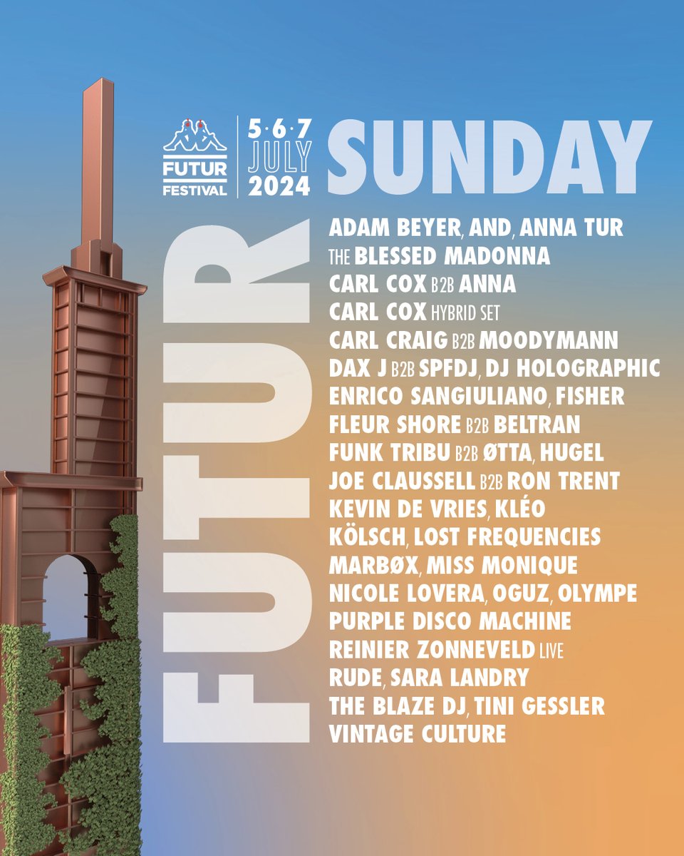🚨 DAY BY DAY LINEUP🚨 It is an absolute pleasure to welcome this wonderful group of globally recognised artists to Torino for #KFF24 🇮🇹 Are you ready to lose yourself in the FUTUR? ✨ #KappaFuturFestival #TheFuturIsInTorino