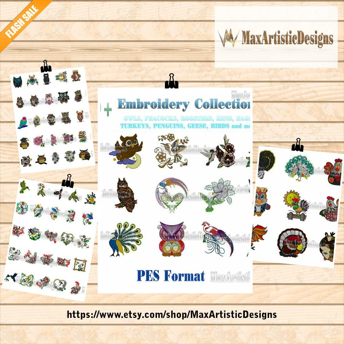 🐣. Offer Xtras! 1600+ embroidery owls peacocks chickens birds and more birds embroidery machine files pes emb hus -Download for $10.00 #EmbroideryDesigns #EmbroideryPattern