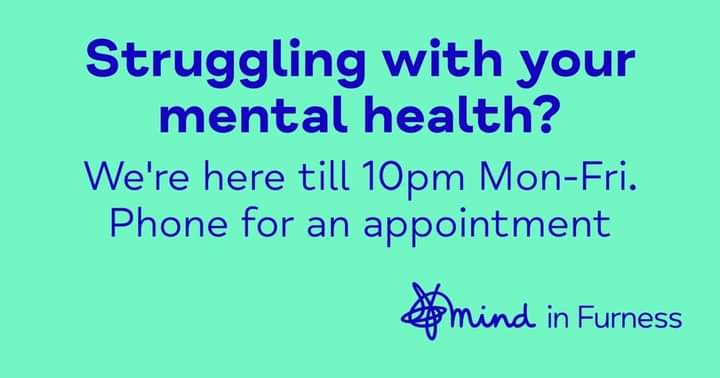 Call us in 827094 for a 1:1 appointment or to join this evening's Men's Group. We're here for you...
The William Bingley Wellbeing Centre,64 School St, Barrow
