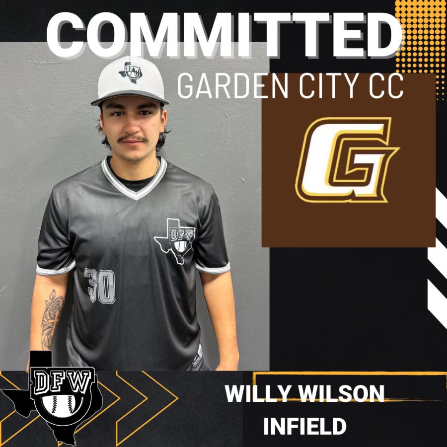 I’m proud to announce that I will be continuing my athletic and academic career <a href="/GCCCBaseball/">Garden City CC Baseball</a>. Huge thanks to God, my family, my coaches <a href="/coachpage_/">Davis Page</a> <a href="/coachbravo28/">coach bravo</a> and my teammates for helping me along the way! <a href="/DFWPostGrad/">DFW Post Grad Baseball</a> <a href="/josh_oller/">Josh Oller</a> <a href="/colby_deaville/">Colby Deaville</a> <a href="/lumpy0502/">Ryan Lumpkin</a>