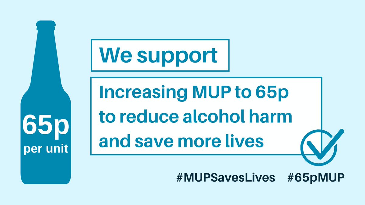 Proud to join more than 80 organisations from Scotland and beyond that have signed a joint letter in support of increasing the minimum unit pricing for alcohol to 65p per unit.
#MUPSavesLives #65pMUP

Read the letter 🔽
alcohol-focus-scotland.org.uk/media/941970/j…