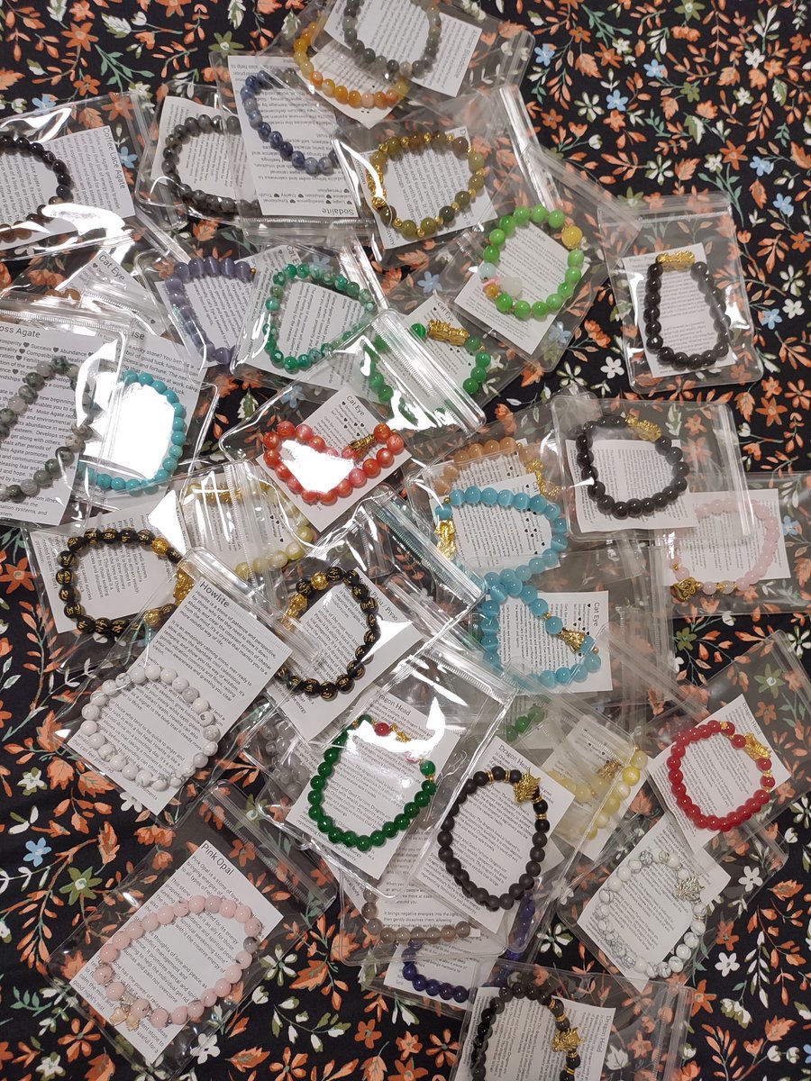 Finished packing a big order of crystal bracelets 💓💓 #crystals #handmade #crystalbracelet #jewelry