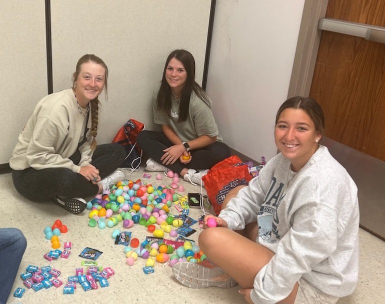 Play 9 games in 8 days,get home at midnight, go to AM classes, then stuff Easter eggs.....that is the ASU way!  Shoutout to SAAC members Malloree Smith, Layni Tanner, and Katie Burris!