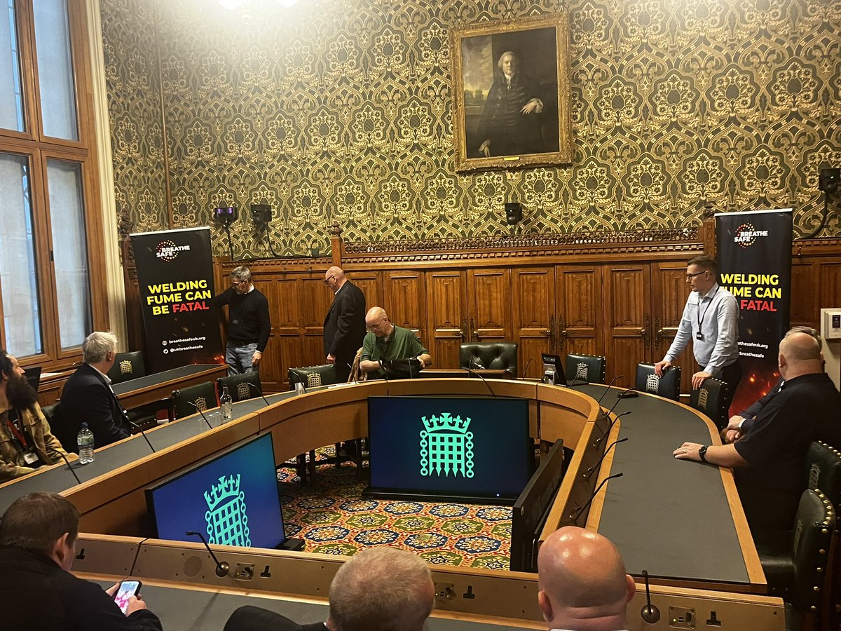 Tireless campaigner John Brown outlining the potentially fatal impact of weld fume at this afternoon’s @UKBreatheSafe event in Parliament