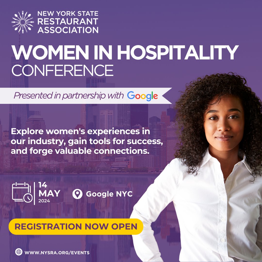 NYSRA's tweet photo. The NYSRA Women In Hospitality Conference, presented in partnership with Google! Discover the power of women's experiences in our industry, equip yourself with tools for success, and build meaningful connections. https://t.co/mLr9J1B8H8

 #WomenInHospitality #GooglePartner https://t.co/4W6lFvnasT