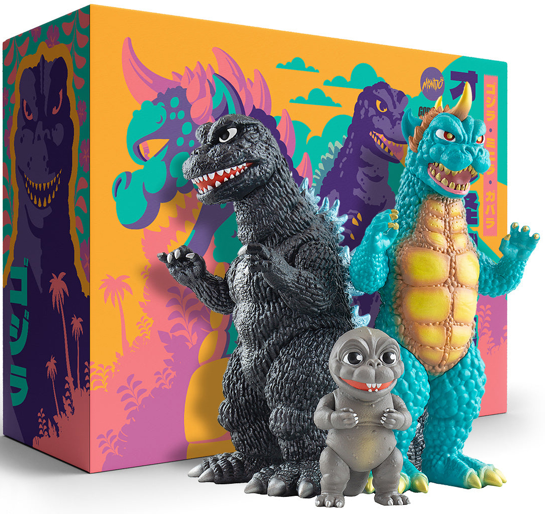 All Monsters Attack soft vinyl figure set stomps into @MondoNews: brokehorrorfan.com/post/745402552… Godzilla, Gabara, & Minilla!