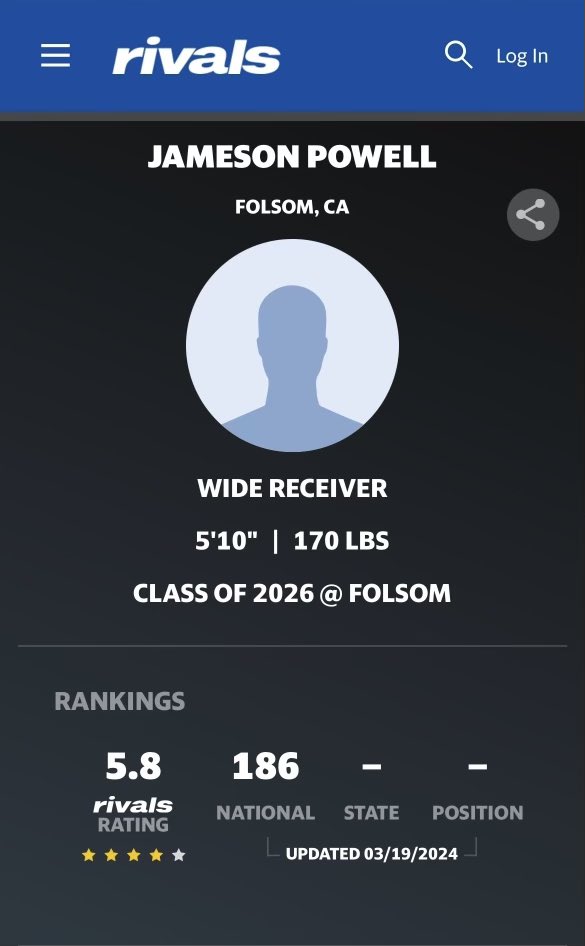 Blessed 🙏🏾 to be ranked a 4 ⭐️ receiver on @Rivals @adamgorney