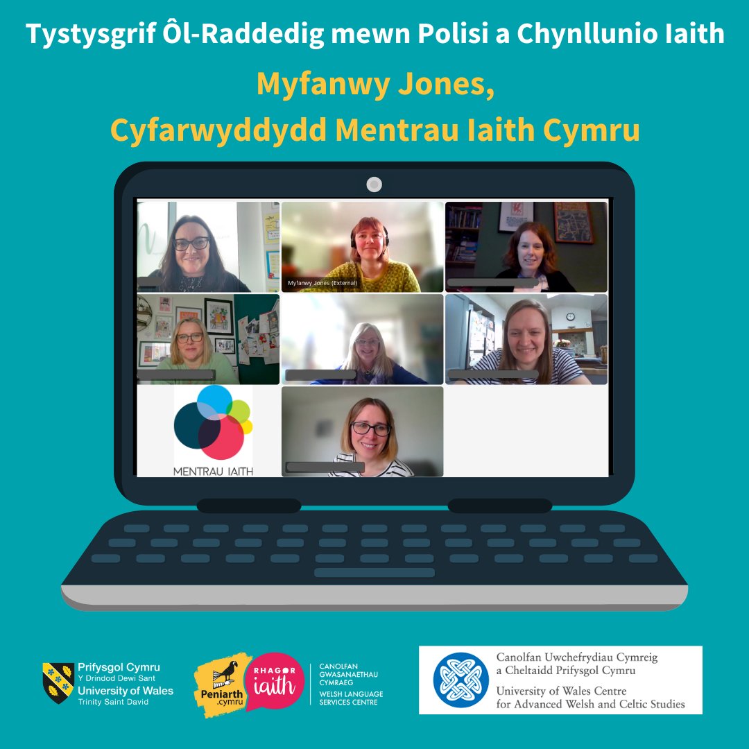 Diolch i Myfanwy Jones, Cyfarwyddydd @MentrauIaith am siarad â'n myfyrywyr. Cyfle gwych i gael myfyrio ar faes cynllunio iaith cymunedol, deall yr heriau presennol o wahanol safbwyntiau a thrafod cyfraniad allweddol y maes tuag at ddyfodol y Gymraeg. @yganolfan @drindoddewisant