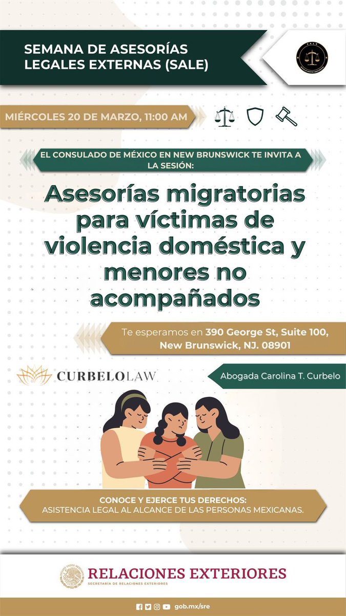 ¡Toma nota! El miércoles 20 de marzo, a las 11:00am, la abogada migratoria Carolina Curbelo ofrecerá consultas gratuitas sobre ajuste migratorio para menores no acompañados y víctimas de #ViolenciaDoméstica .

#ProtecciónPreventiva #SALE2024