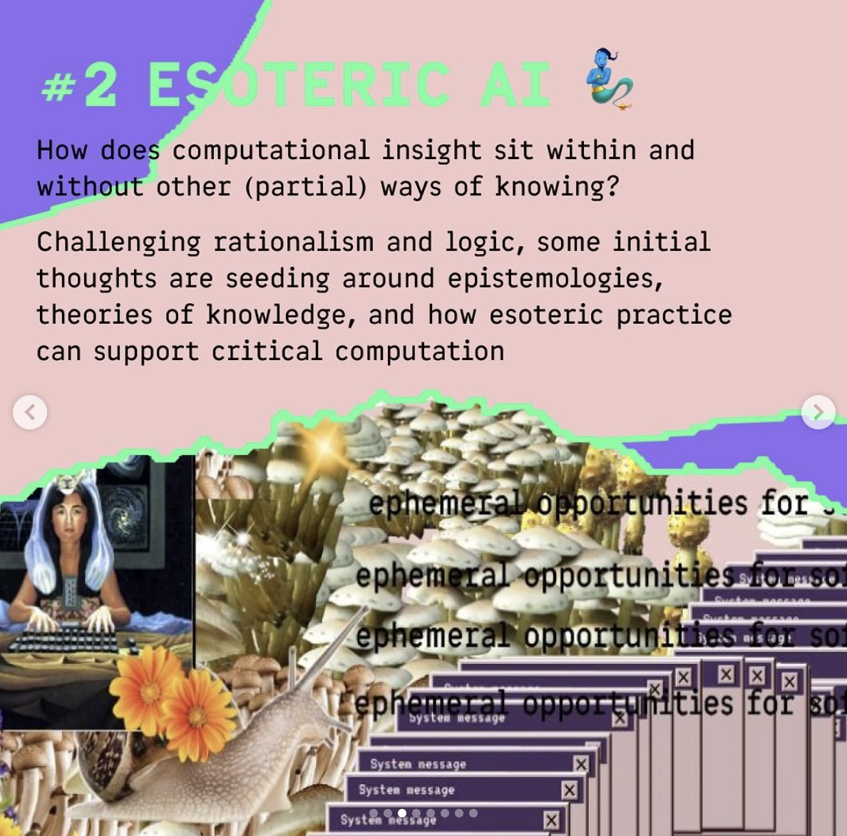 mossportals's tweet photo. now tuning into "exploring small, ancestral, and esoteric AI" w/ @aixdesignco's #slowAI leads —  @nataliastanusch, @nad_nadesan,  @gustnogm. 🔮🪄💌🌱🌀 https://t.co/IrewymCxgj