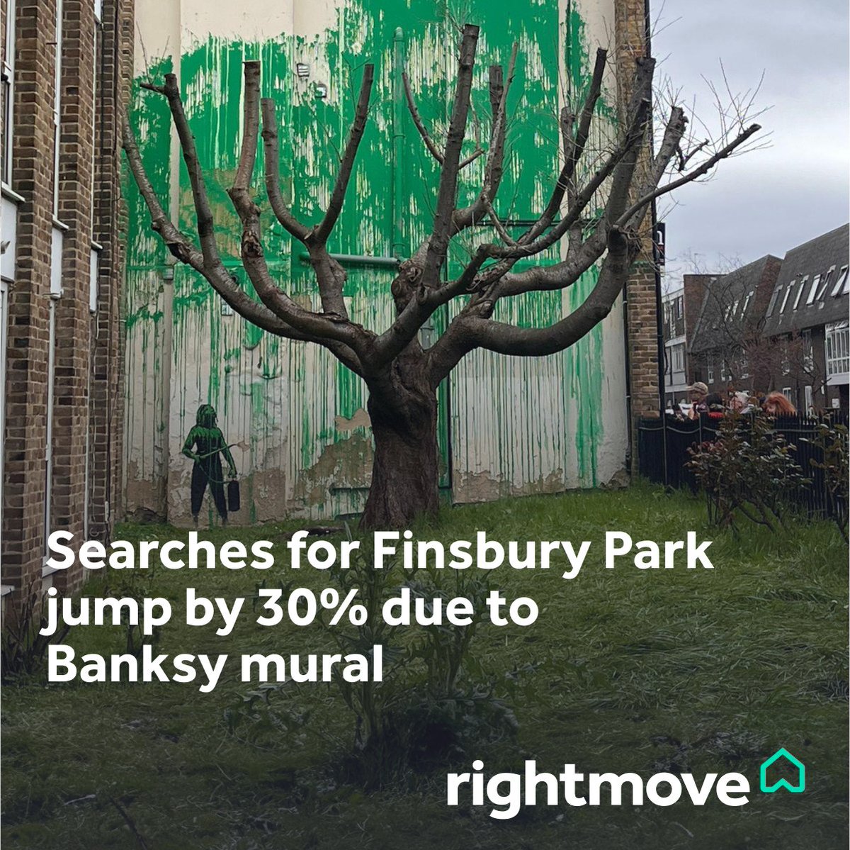 Searches for homes in Finsbury Park jumped by almost a third (30%) from Sunday into Monday after Banksy claimed his latest mural there! Monday saw the highest number of searches for Finsbury Park in one day since July, highlighting the popularity of the illusive artist. 🏡🌳🎨