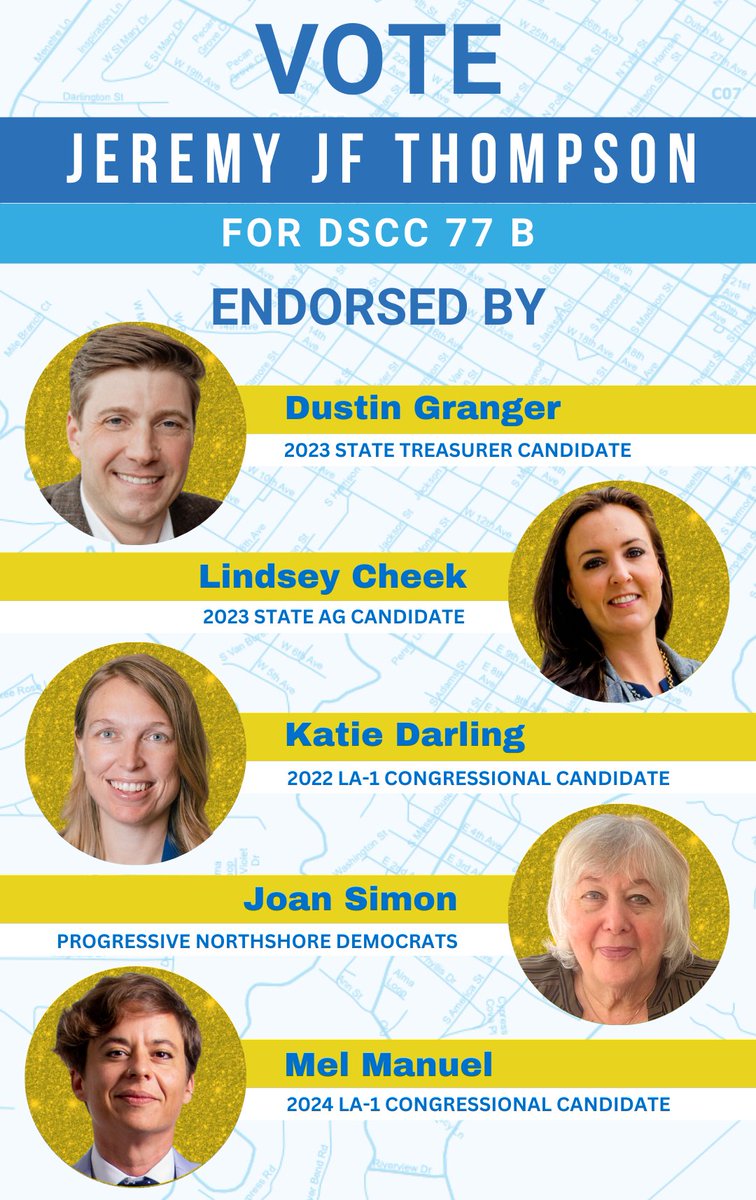 I'm very proud to be endorsed by these outstanding humans. If you haven't voted yet, please go vote this Saturday, March 23rd!
jeremy4louisiana.com