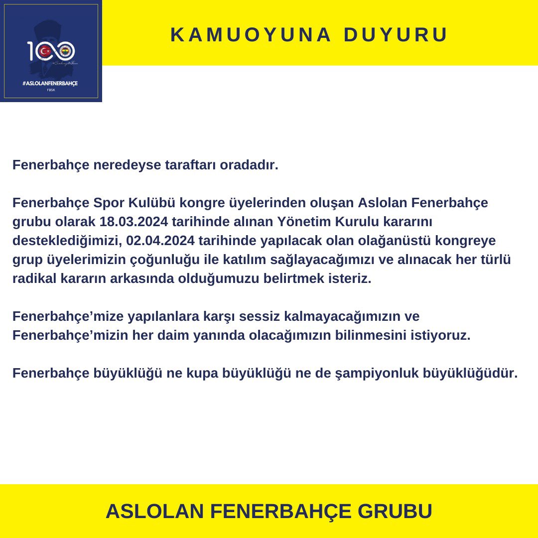 Aslolan Fenerbahçe.