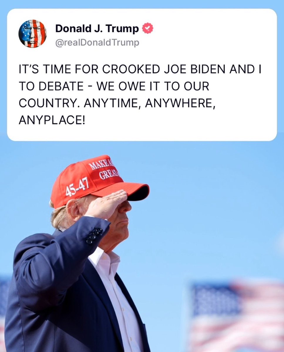 This debate would be epic. Repost if you want to see Biden & Trump debate. @45tf5 @cmir_r @sxdoc @Pixie1z @5dme81 @fordmb1 @Ikennect @Ilegvm⚔️ @RDog861 @HPY2KW @2Glitz4U2 @locoashes @BearlyOne @SirFlyzalot @PriamtheB @Rebel4Kics @45johnmac @PaulaRed62 @CL4WS_OUT @shipmate_68…