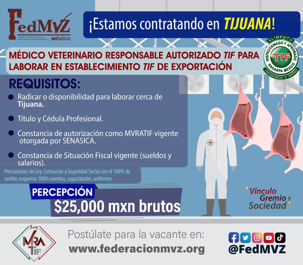 FedMVZ's tweet photo. ¡Estamos contratando!📣 #MVRATIF para laborar en Establecimiento TIF de Exportación en TIJUANA.
Si te interesa la vacante y cumples con el perfil, puedes postularte en: https://t.co/VxAEIjxv2R https://t.co/2Sb3bzwebY