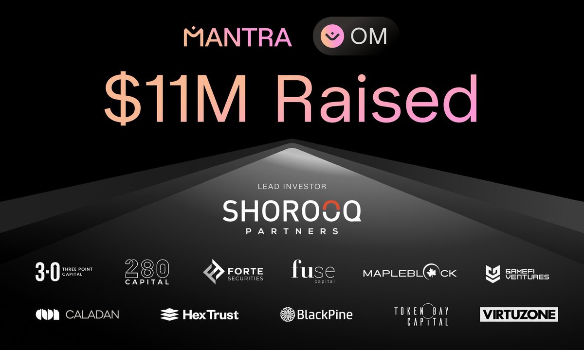 Do not sleep on #RWAs 

They are rising and $OM / @MANTRA_Chain are leading the race 

- MANTRA raises $11M, led by Shorooq Partners, is HUGE
- They are backed by Sovereign funds Like Mubadala, JADA, ADQ, and Saudi Venture Capital

LFG ..