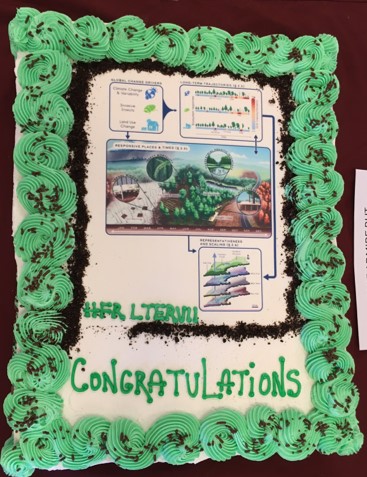 This month we submitted our 7th consecutive 6-yr proposal grant to fund our <a href="/USLTER/">US LTER</a> site. It was a huge effort led by <a href="/jonathanrthomps/">Jonathan Thompson</a> <a href="/Audrey_BarPlot/">Audrey BP</a> @lrhutyra <a href="/seritafrey/">seritafrey</a> with contributions from two dozen co-Is. So of course, today there is cake with conceptual diagram icing.