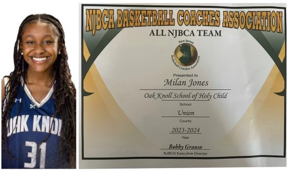 Congratulations to Milan Jones (@TheMilanJones) for being named to the 2023-2024 New Jersey Basketball Coaches Association All-Union County Team! @NJBCA_Official