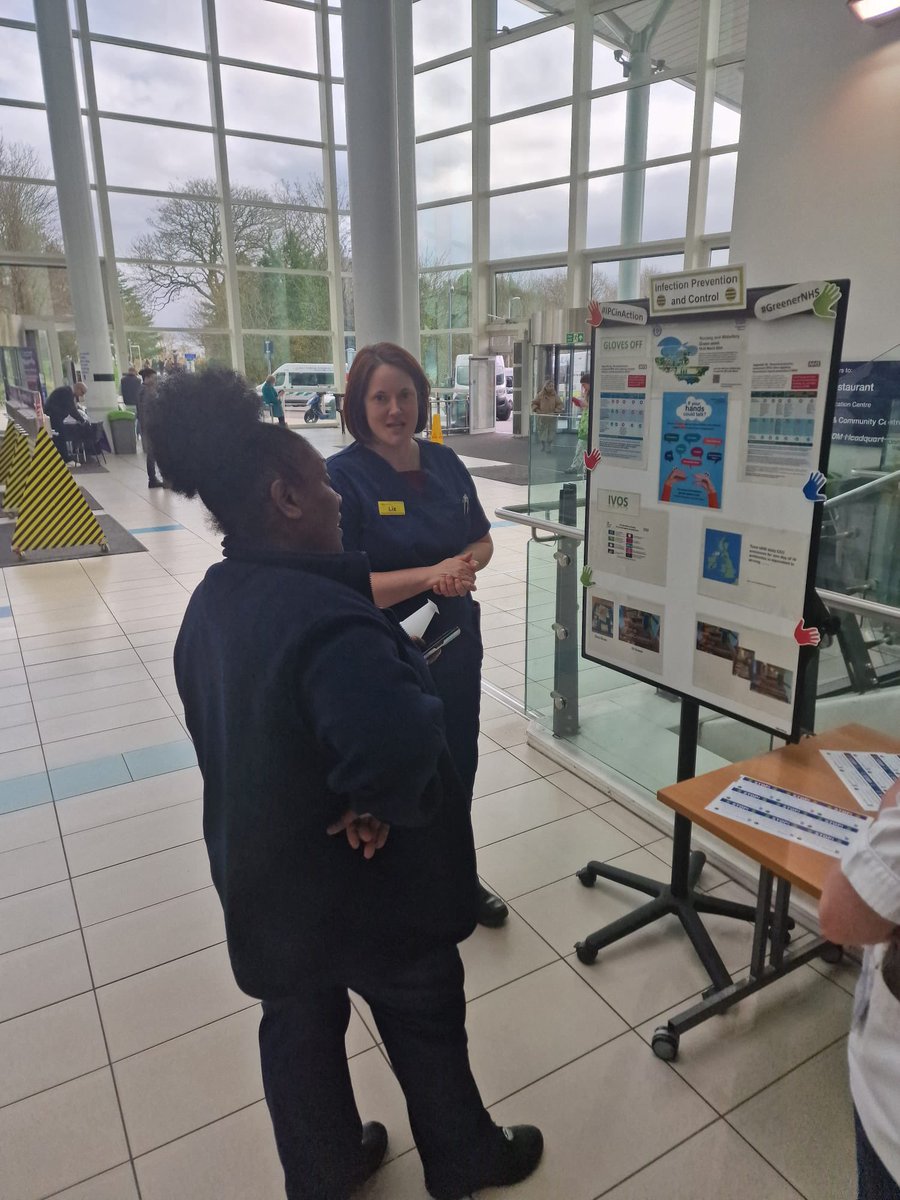 What a busy day for @uhbipc. Our Lead Nurse Liz dispels myths and misconceptions about glove use in the QE atrium #taketheglovesoff @uhbipc @uhbtrust