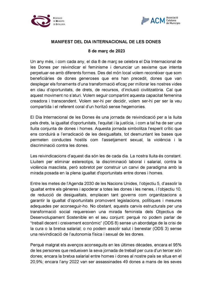 pscribesroquete's tweet image. ➡️ Comencem el ple amb una lectura conjunta del Manifest del Dia Internacional de les Dones de les entitats municipalistes, signat per l&apos;Ajuntament de Sant Pere de Ribes.

#PleSPRibes