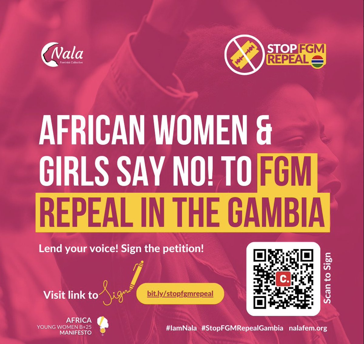 Join us in taking a stand against the proposed repeal of the ban on #FGM in The Gambia. We're rallying support to urge the National Assembly to uphold the ban and protect the rights of women and girls. Sign our petition ! 📝 bit.ly/stopfgmrepeal